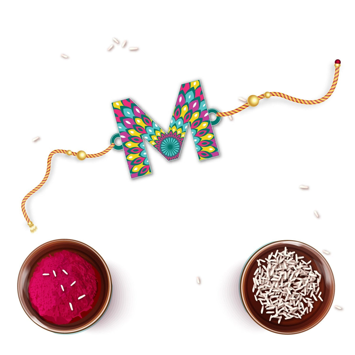 Indianvibez Alphabet M Wooden Rakhi - Kids Rakhi | Grocsy