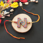 Indianvibez Alphabet N Wooden Rakhi - Kids Rakhi | Grocsy