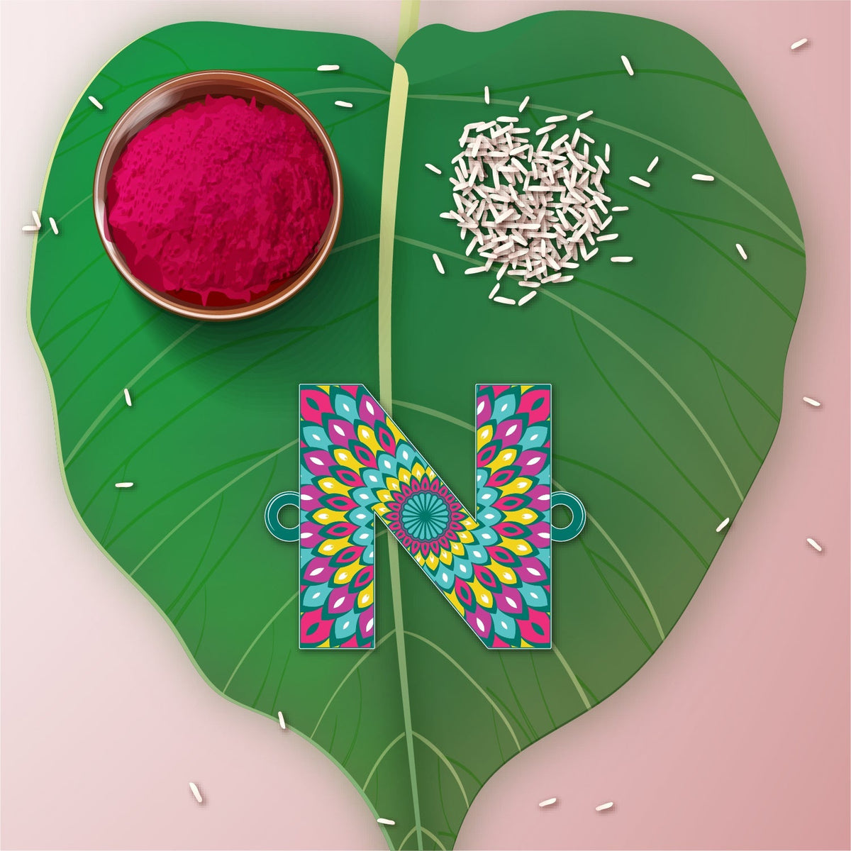 Indianvibez Alphabet N Wooden Rakhi - Kids Rakhi | Grocsy