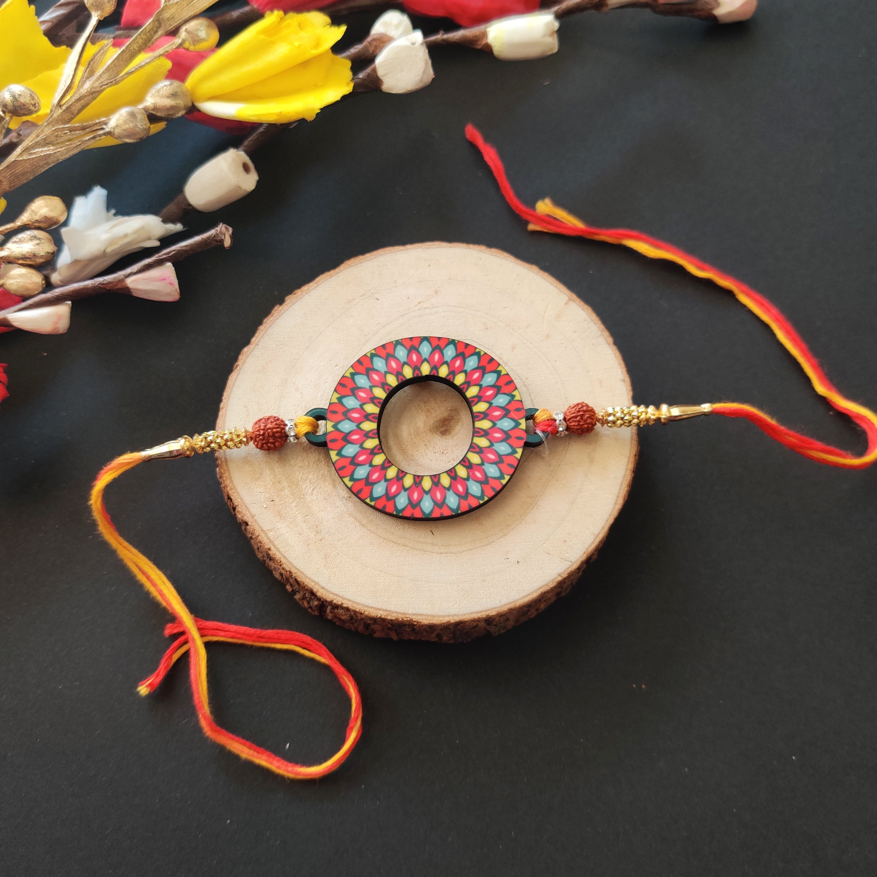 Indianvibez Alphabet O Wooden Rakhi - Kids Rakhi | Grocsy