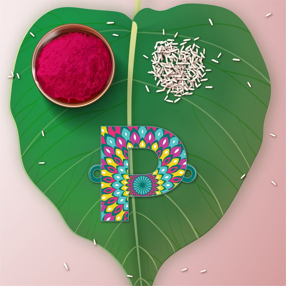Indianvibez Alphabet P Wooden Rakhi - Kids Rakhi | Grocsy