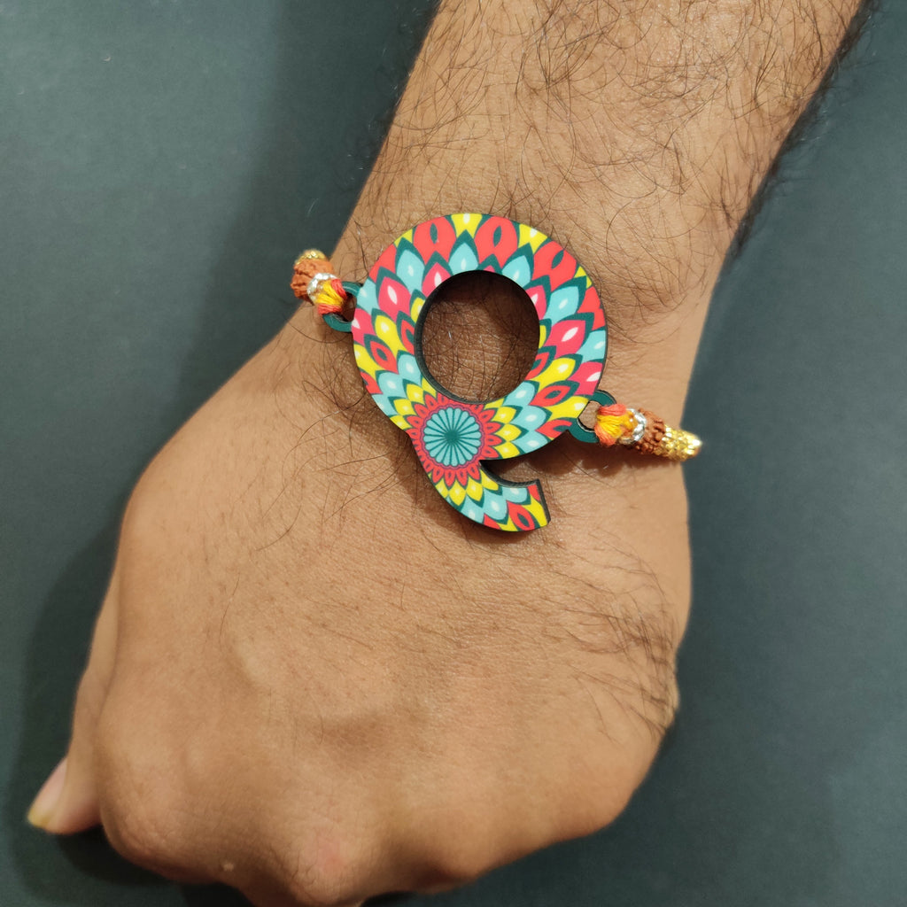 Indianvibez Alphabet Q Wooden Rakhi - Kids Rakhi | Grocsy
