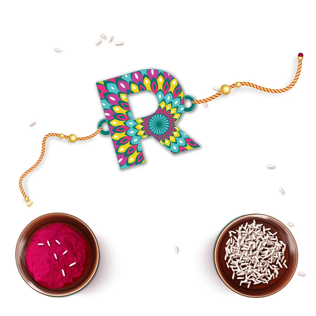 Indianvibez Alphabet R Wooden Rakhi - Kids Rakhi | Grocsy