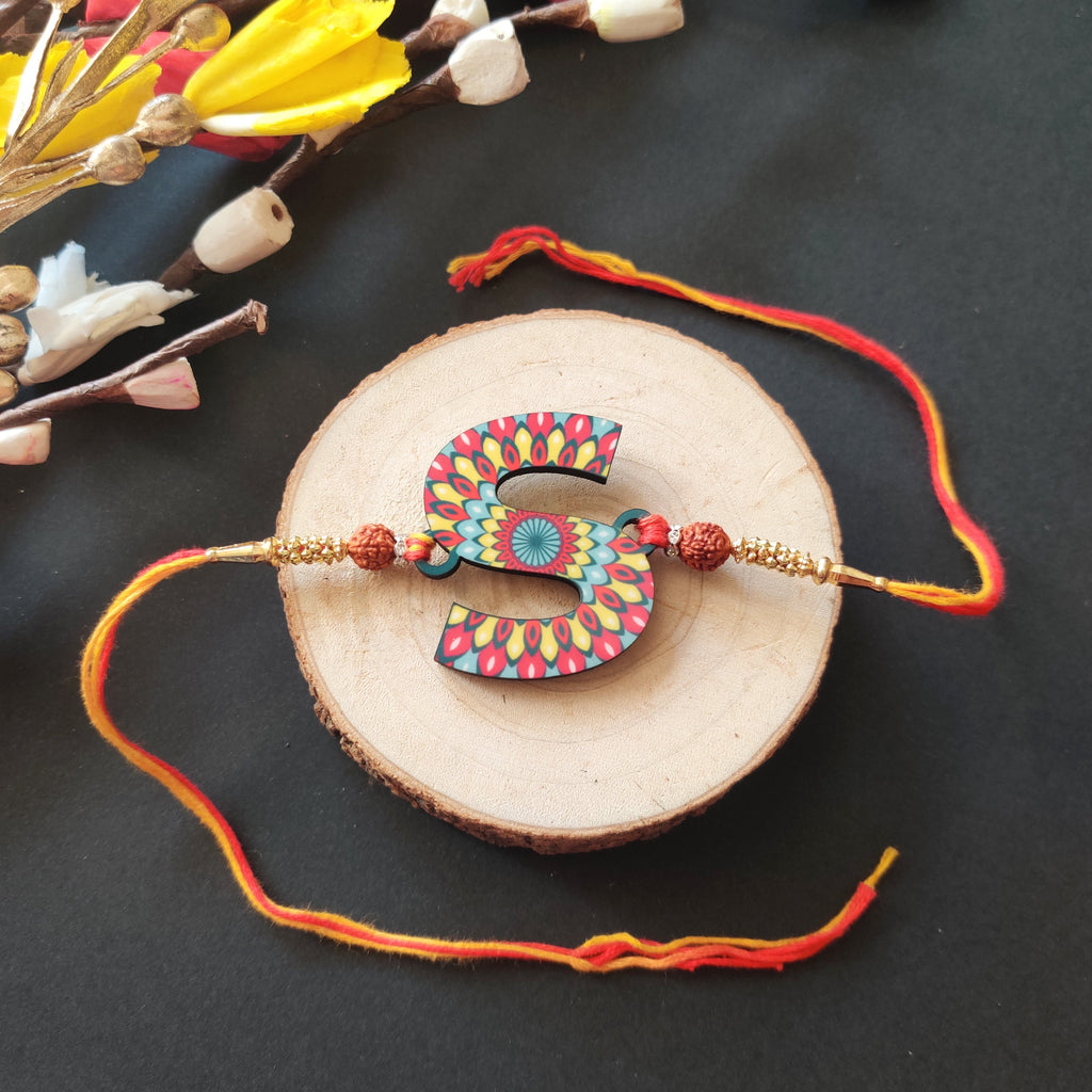 Indianvibez Alphabet S Wooden Rakhi - Kids Rakhi | Grocsy