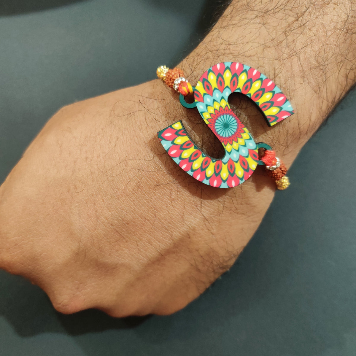 Indianvibez Alphabet S Wooden Rakhi - Kids Rakhi | Grocsy