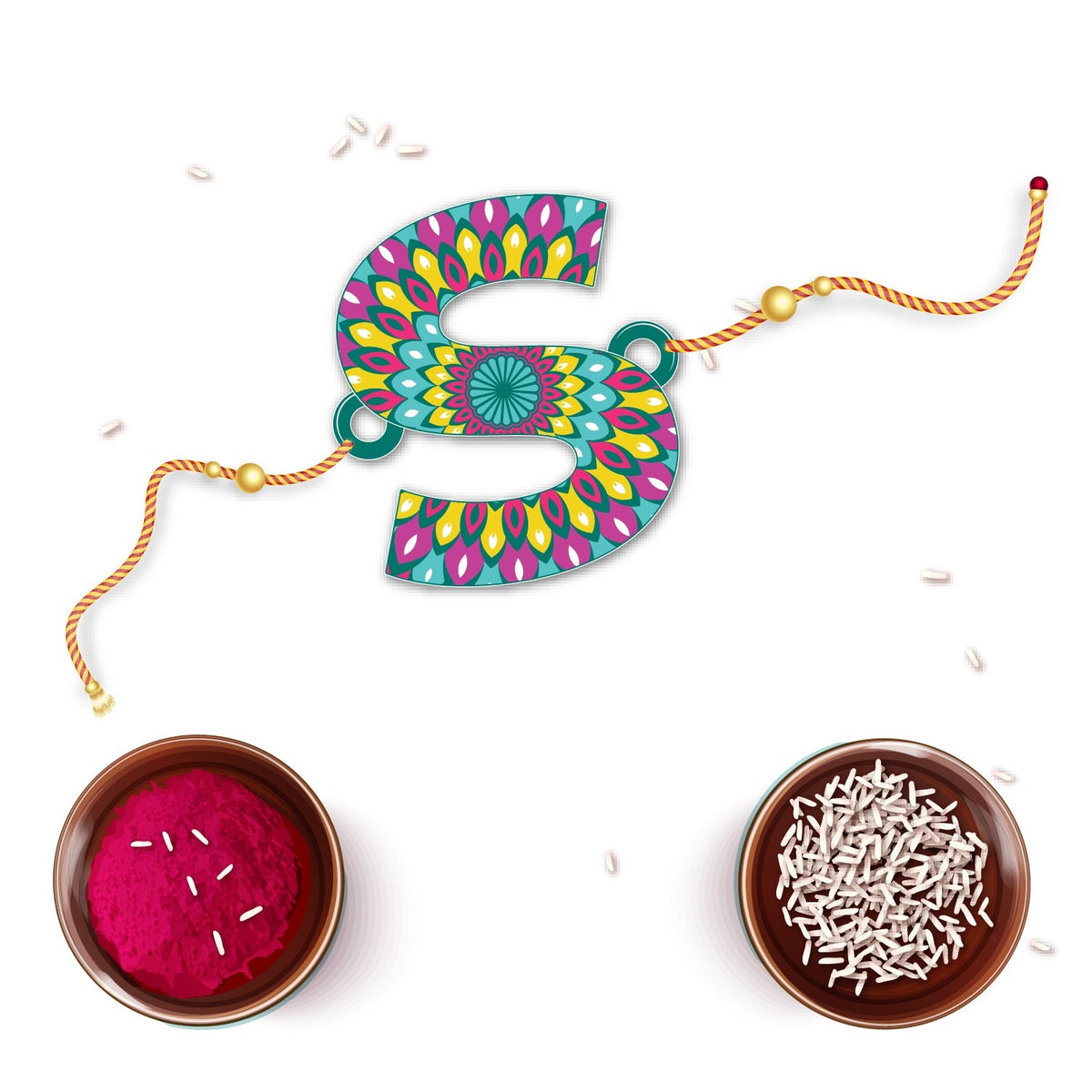 Indianvibez Alphabet S Wooden Rakhi - Kids Rakhi | Grocsy