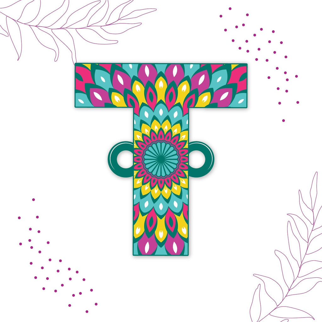 Indianvibez Alphabet T Wooden Rakhi - Kids Rakhi | Grocsy
