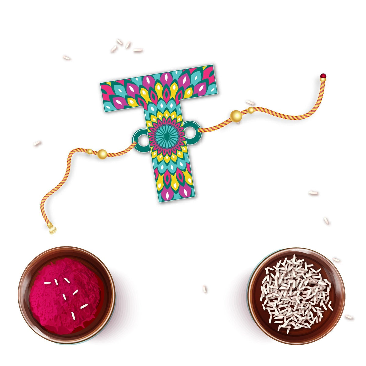 Indianvibez Alphabet T Wooden Rakhi - Kids Rakhi | Grocsy