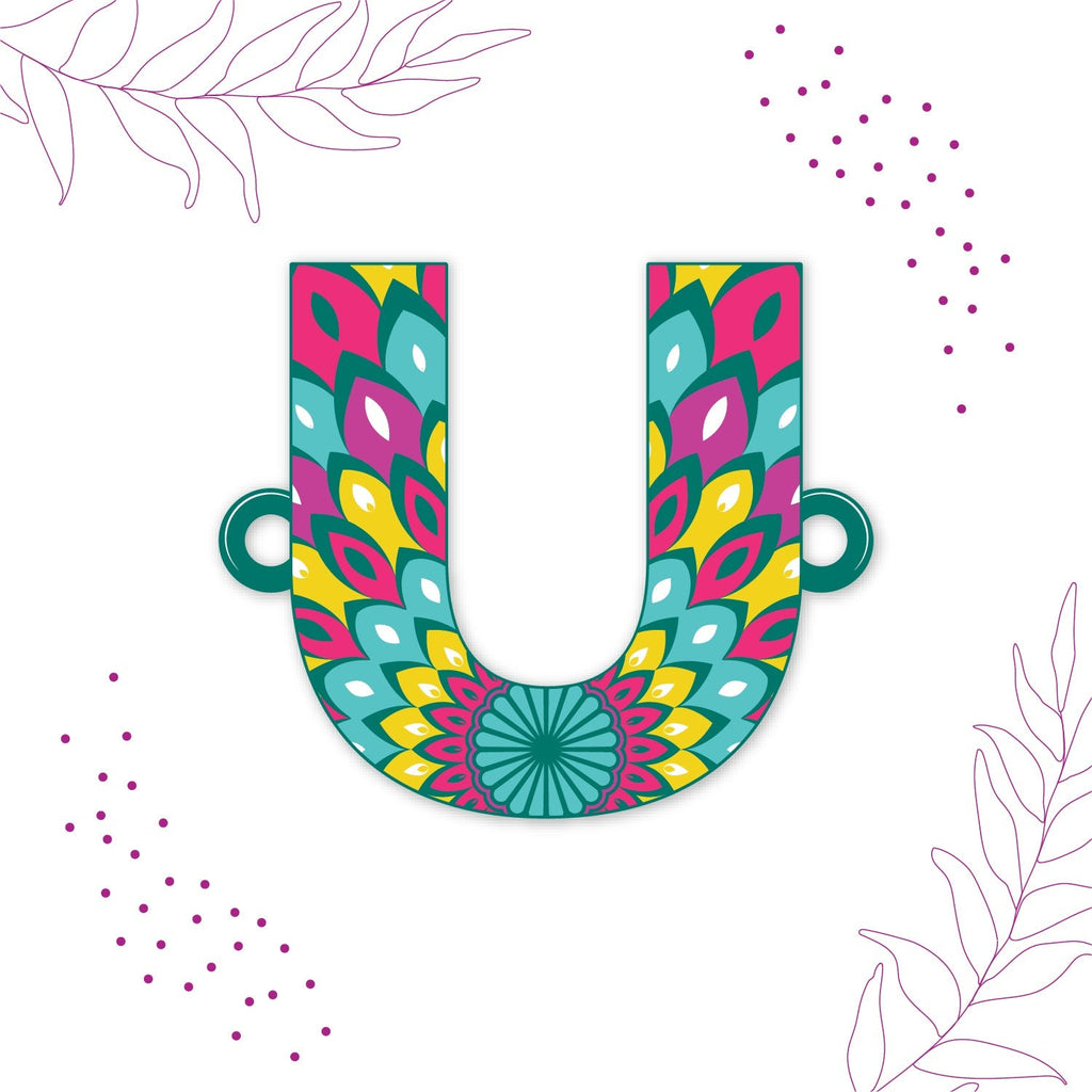Indianvibez Alphabet U Wooden Rakhi - Kids Rakhi | Grocsy