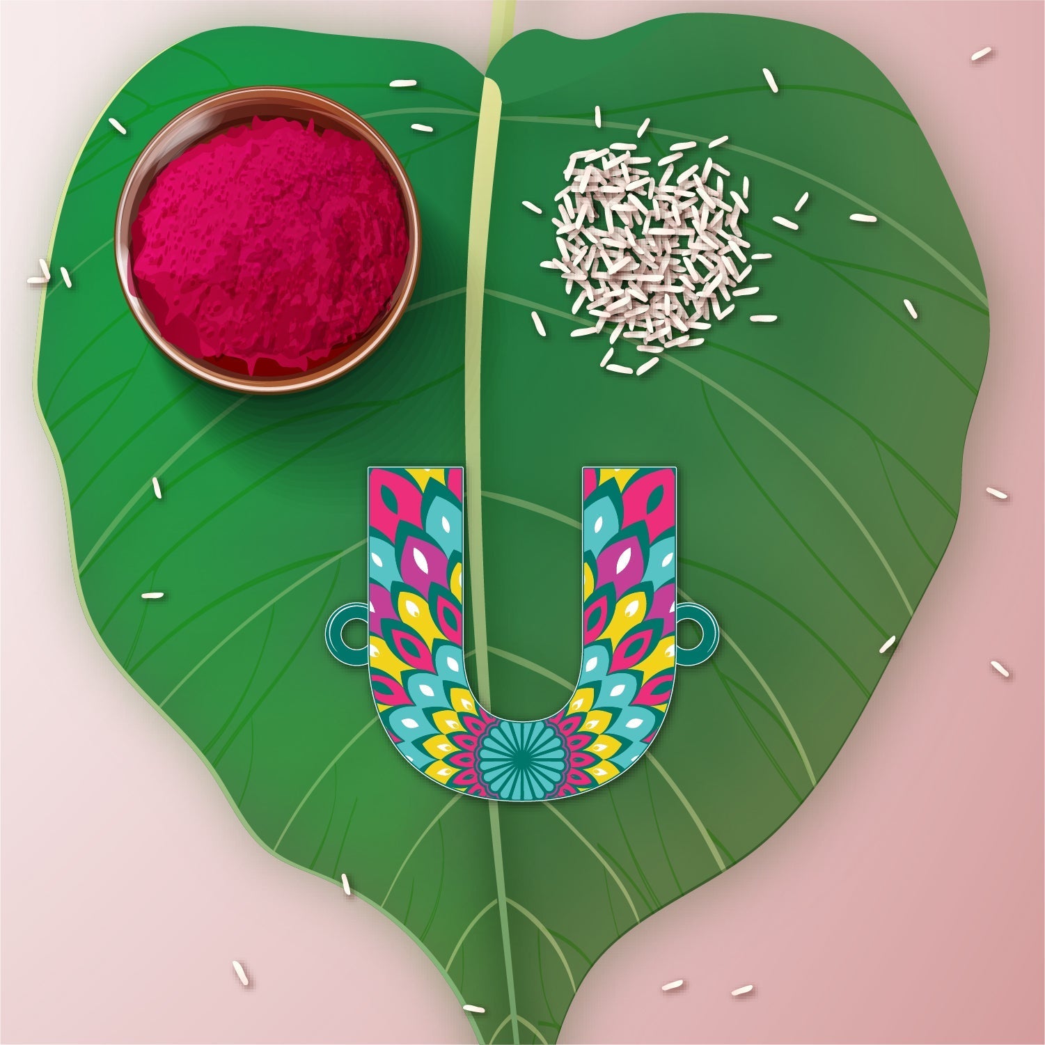 Indianvibez Alphabet U Wooden Rakhi - Kids Rakhi | Grocsy