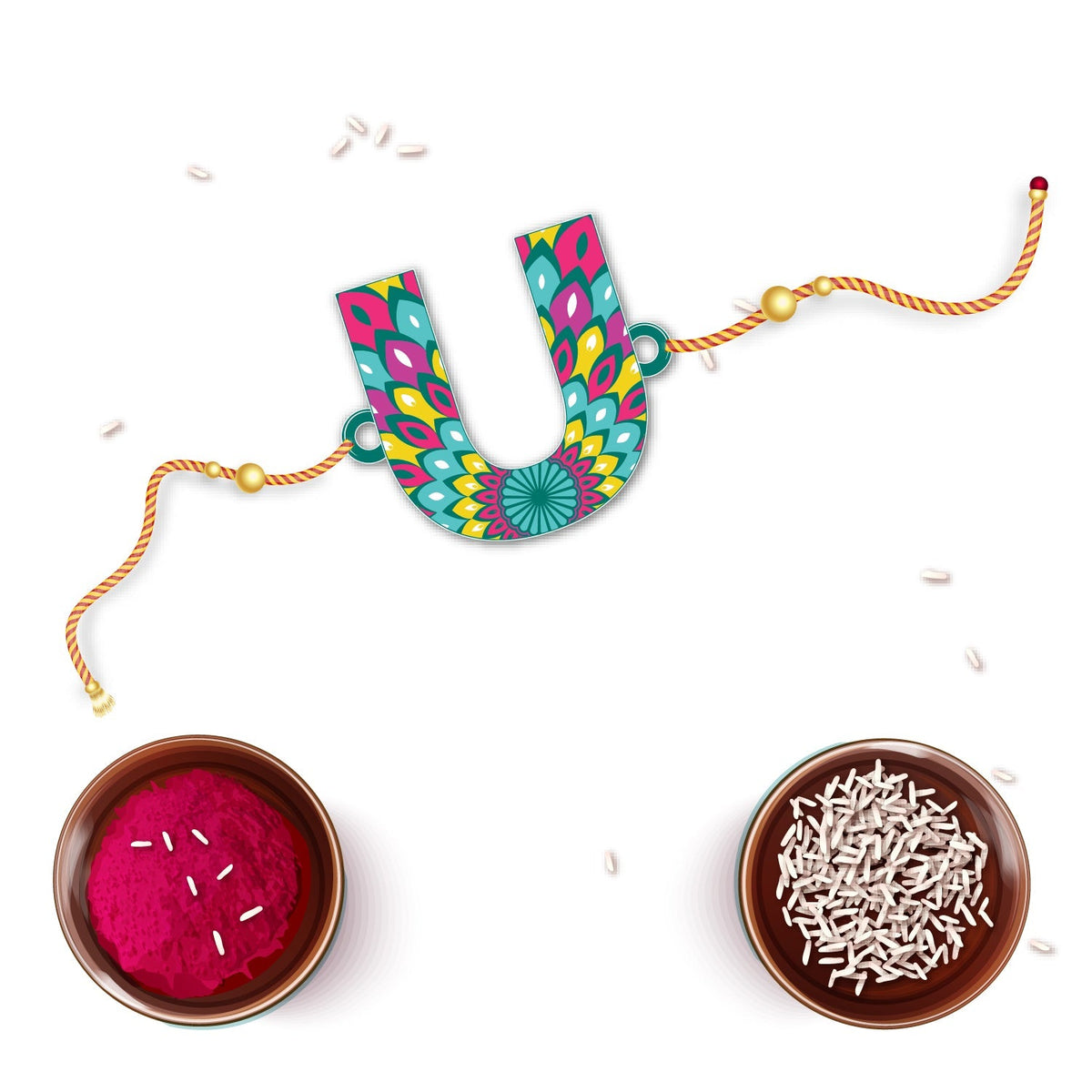 Indianvibez Alphabet U Wooden Rakhi - Kids Rakhi | Grocsy