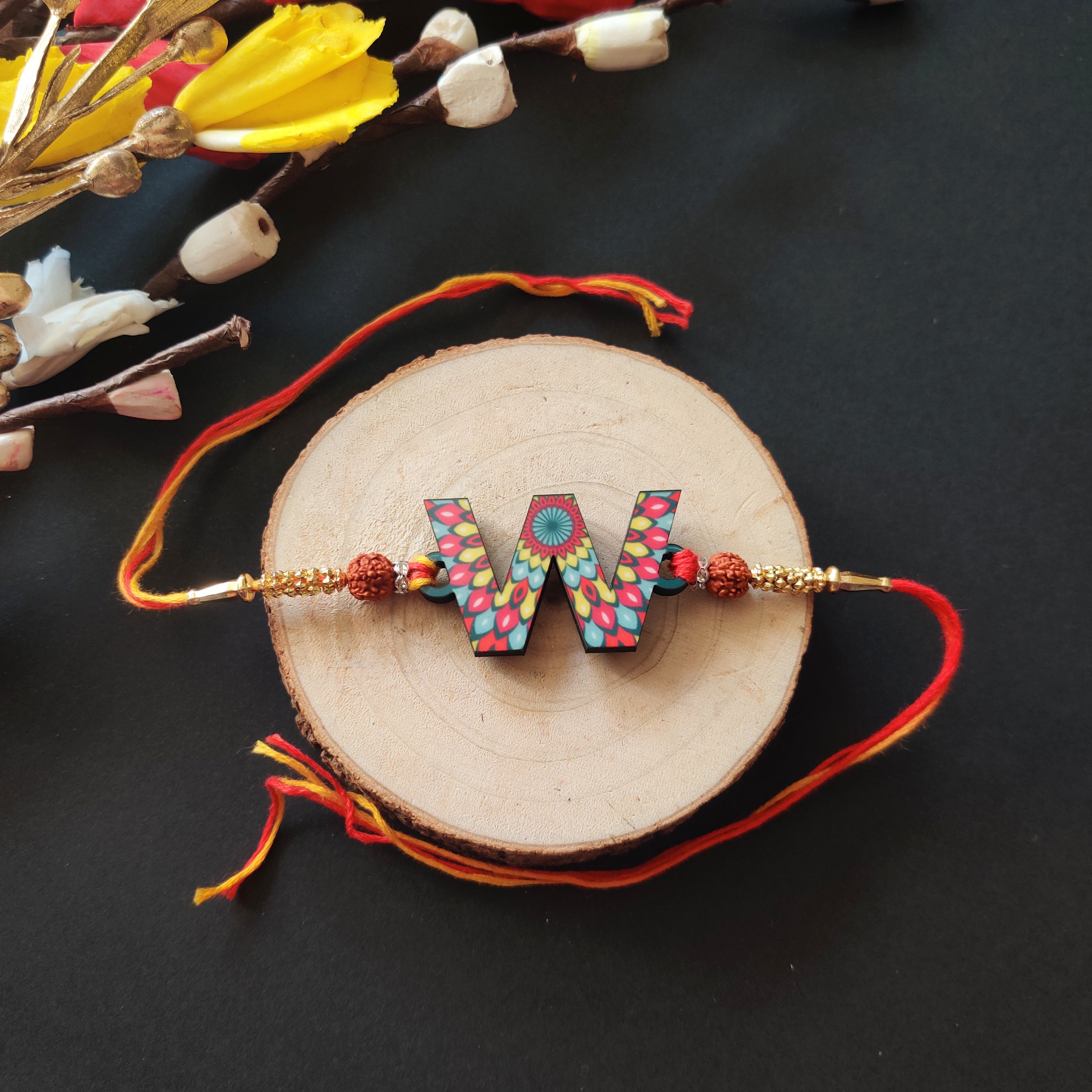 Indianvibez Alphabet X Wooden Rakhi - Kids Rakhi | Grocsy