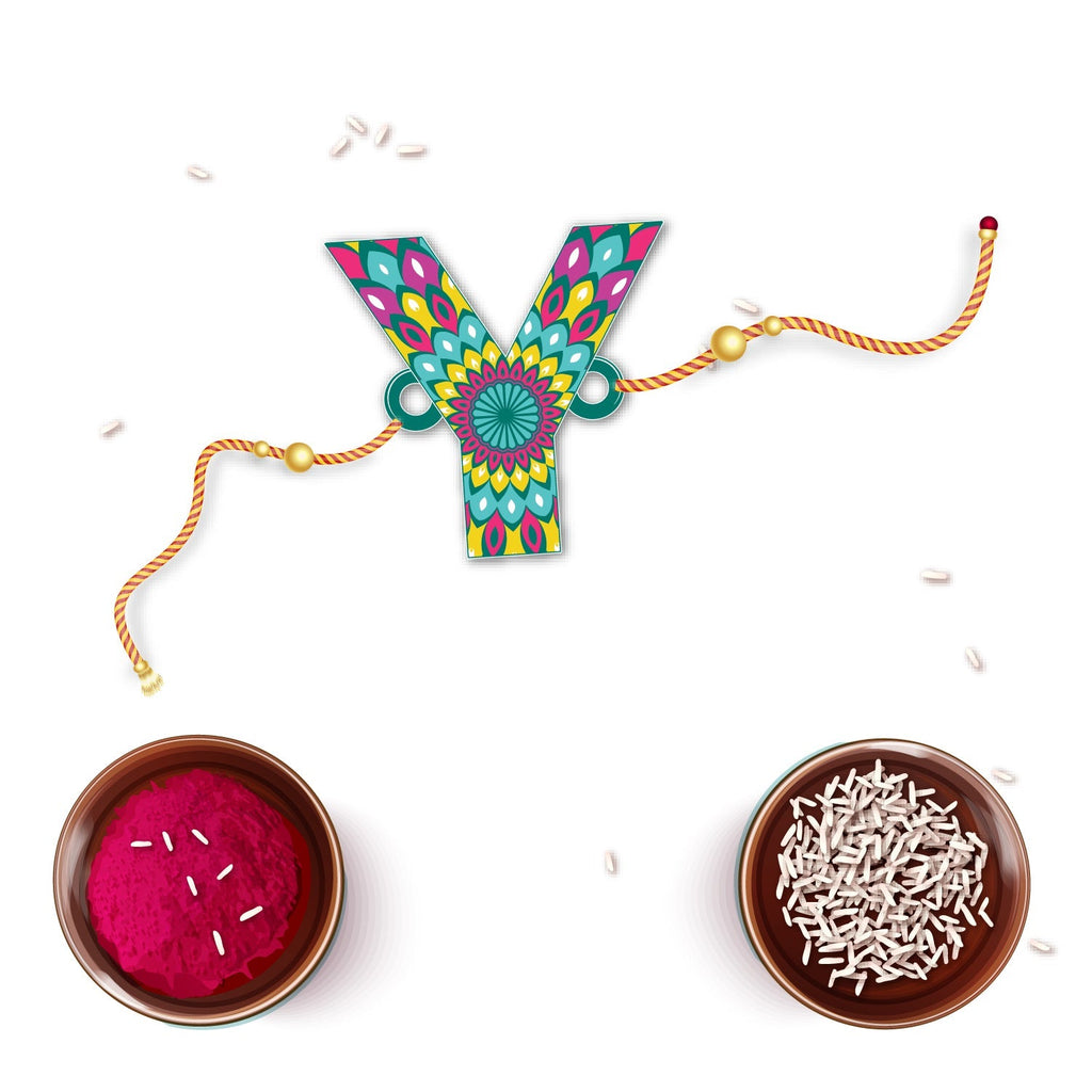 Indianvibez Alphabet Y Wooden Rakhi - Kids Rakhi | Grocsy