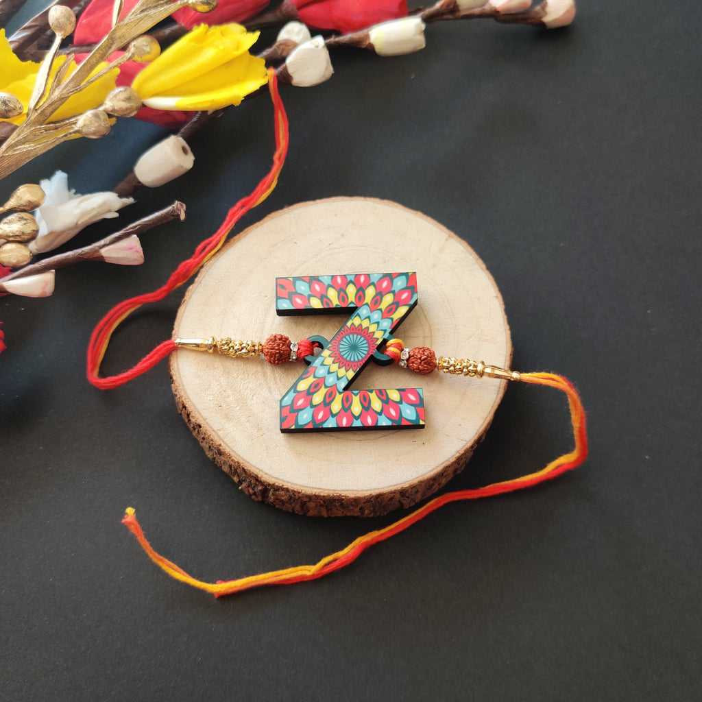 Indianvibez Alphabet Z Wooden Rakhi - Kids Rakhi | Grocsy