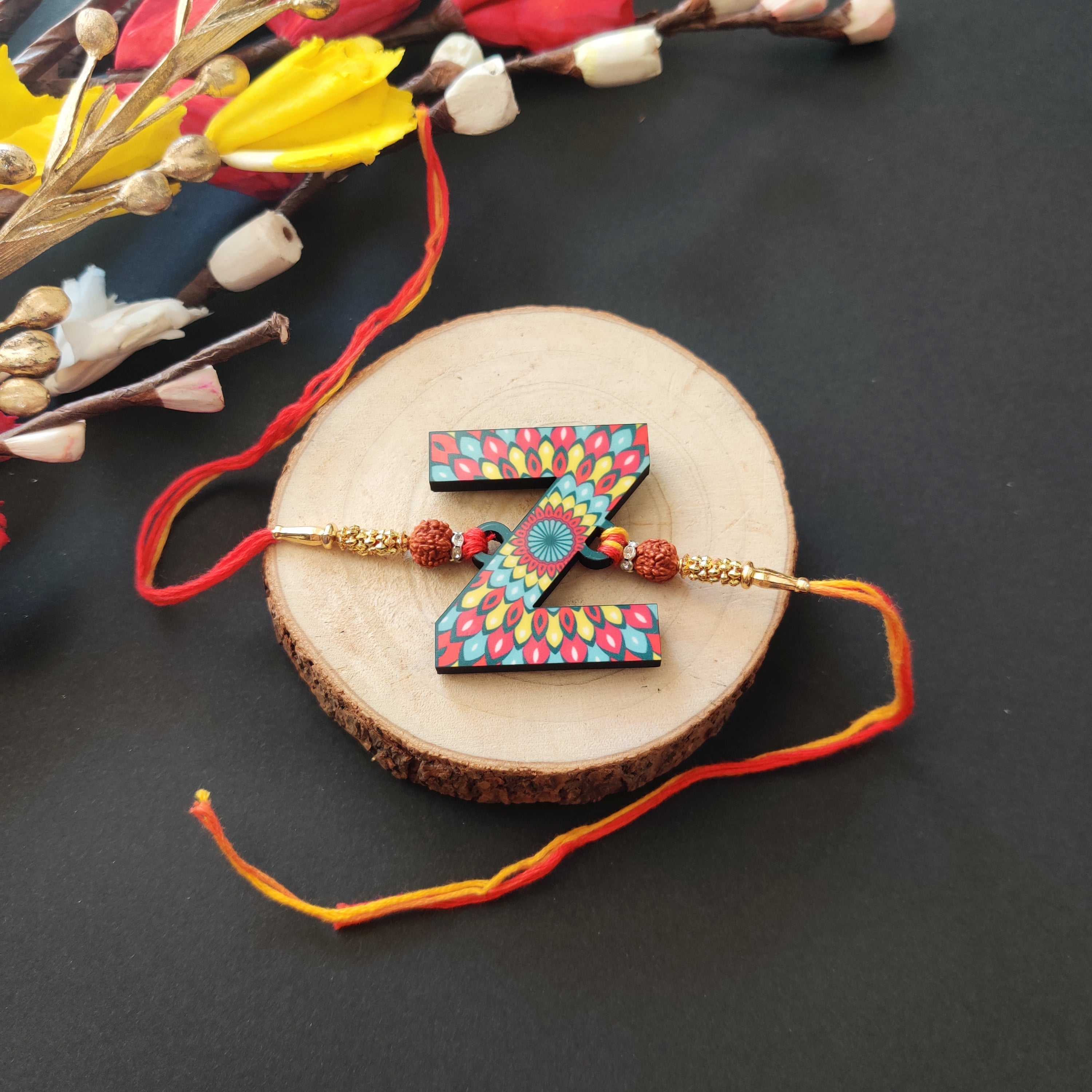Indianvibez Alphabet Z Wooden Rakhi - Kids Rakhi | Grocsy