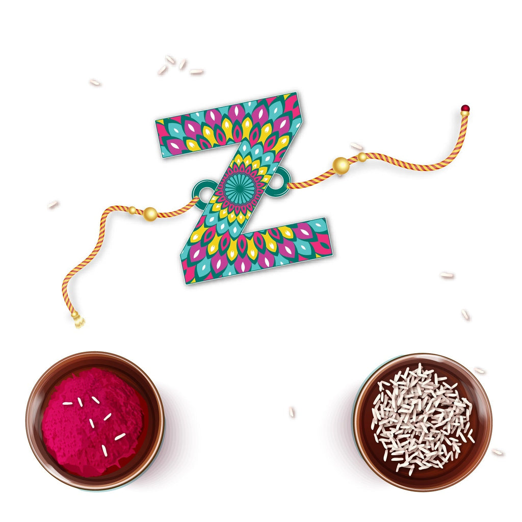 Indianvibez Alphabet Z Wooden Rakhi - Kids Rakhi | Grocsy