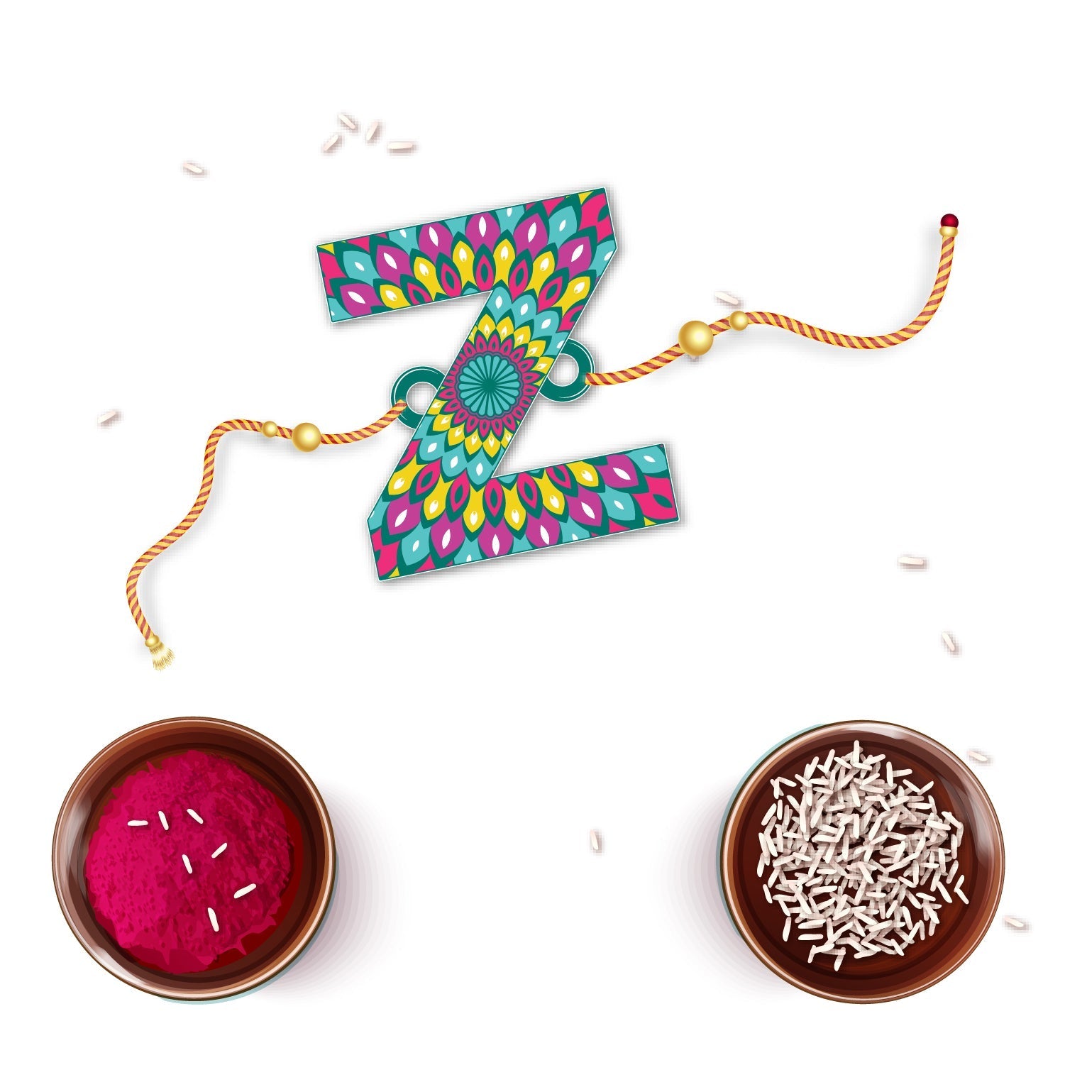 Indianvibez Alphabet Z Wooden Rakhi - Kids Rakhi | Grocsy