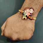 Indianvibez Annoying Brother Wooden Rakhi with Rudraksha, Funny & Quirky Rakhi for Bhaiya, Shop India - Kids Rakhi | Grocsy