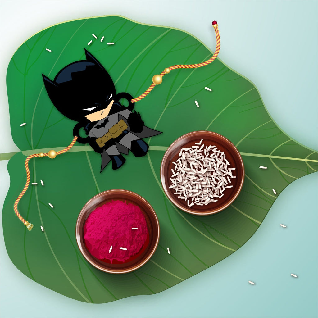 Indianvibez Batman Wooden Rakhi - Kids Rakhi | Grocsy