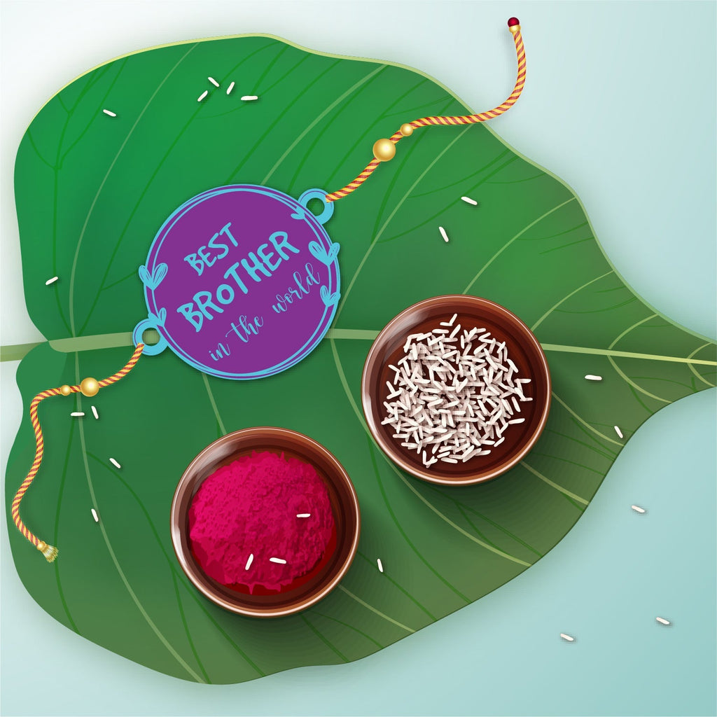 Indianvibez Best Brother in the World Wooden Rakhi with Rudraksha Thread| Rakhi for Bhaiya, Shop India - Kids Rakhi | Grocsy