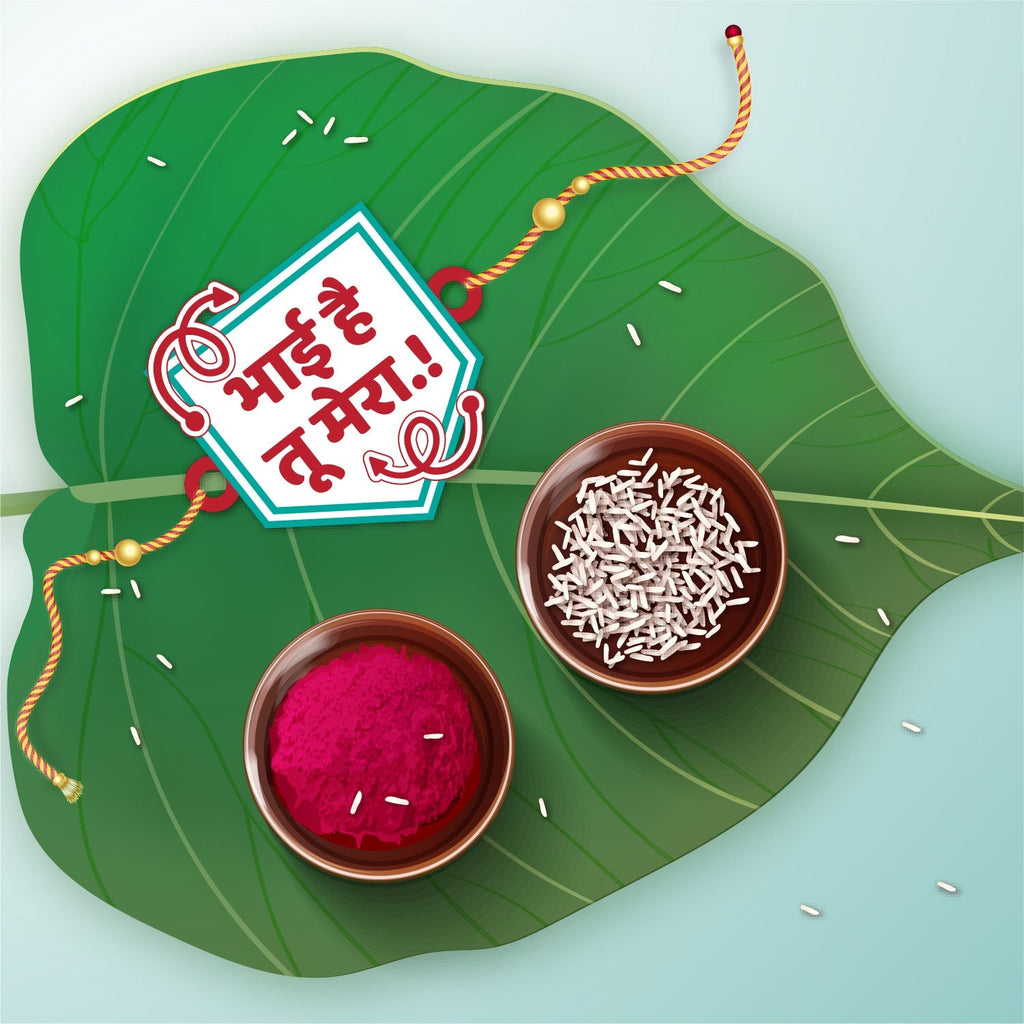 Indianvibez Bhai Hai Tu Mera Wooden Rakhi with Rudraksha, Quote Rakhi for Brother, Shop India - Kids Rakhi | Grocsy