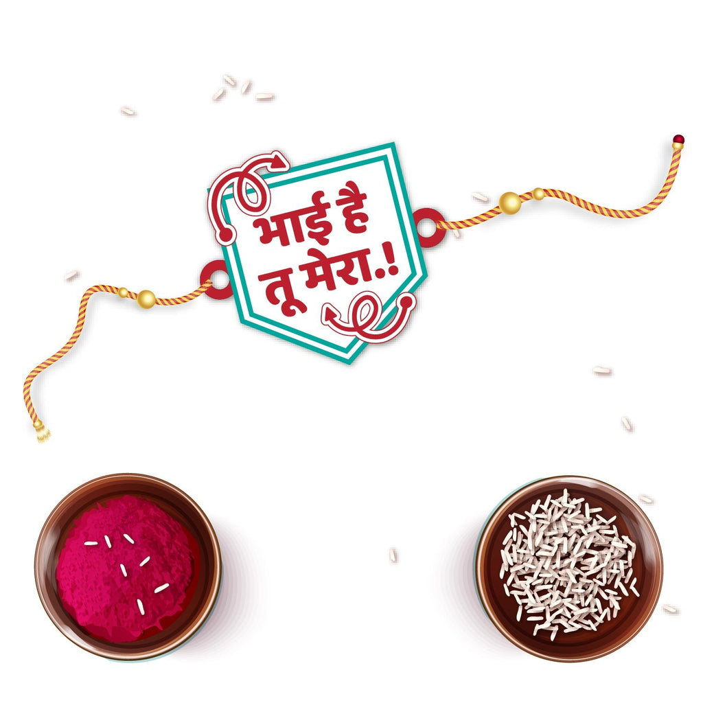 Indianvibez Bhai Hai Tu Mera Wooden Rakhi with Rudraksha, Quote Rakhi for Brother, Shop India - Kids Rakhi | Grocsy