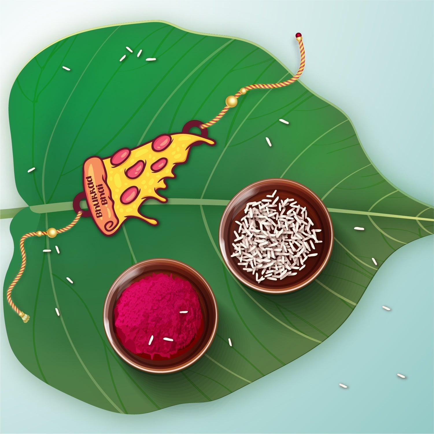 Indianvibez Bhukkad Bhai Pizza Wooden Rakhi with Rudraksha, Food Rakhi for Brother, Shop India - Kids Rakhi | Grocsy