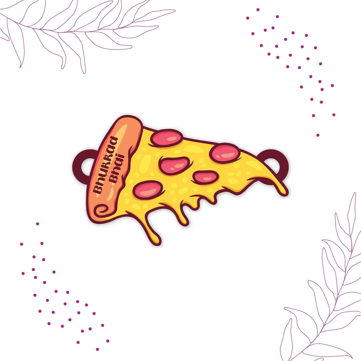 Indianvibez Bhukkad Bhai Pizza Wooden Rakhi with Rudraksha, Food Rakhi for Brother, Shop India - Kids Rakhi | Grocsy