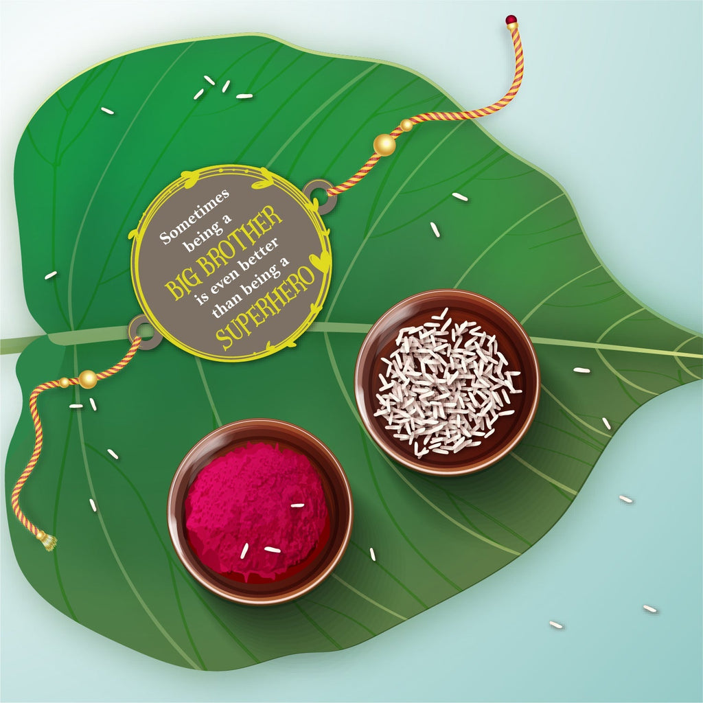Indianvibez Big Brother Superhero Wooden Rakhi with Rudraksha, Unique Rakhi for Bhaiya, Shop India - Kids Rakhi | Grocsy