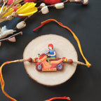 Indianvibez Biker Bhai Wooden Rakhi with Rudraksha, Motorcycle Rakhi for Bro, Shop India - Kids Rakhi | Grocsy
