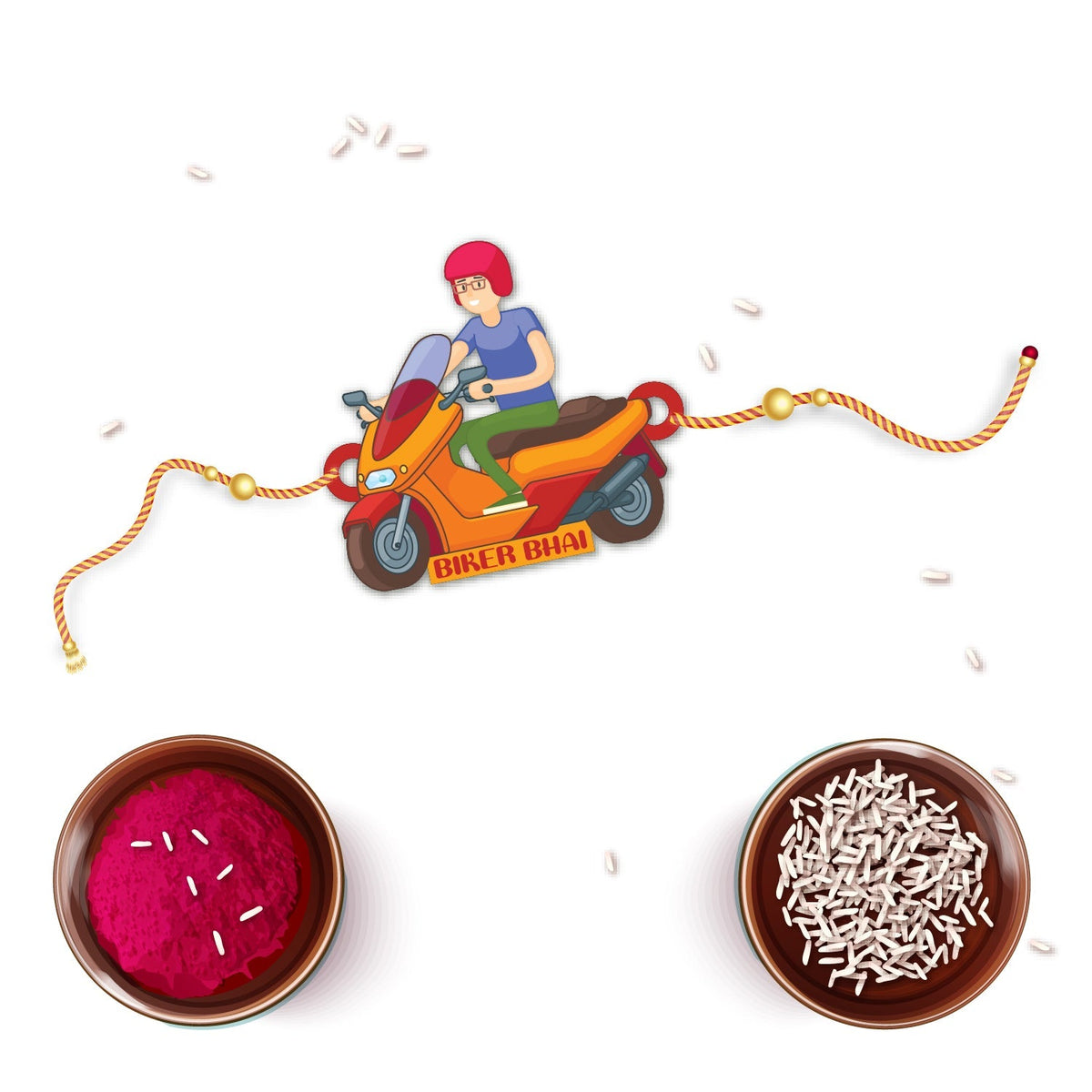 Indianvibez Biker Bhai Wooden Rakhi with Rudraksha, Motorcycle Rakhi for Bro, Shop India - Kids Rakhi | Grocsy