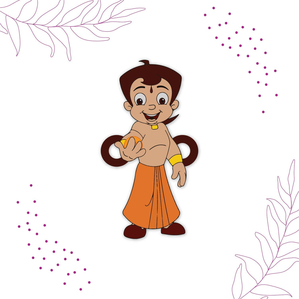 Indianvibez Chota Bheem Wooden Rakhi with Rudraksha, Cartoon Rakhi for Bro, Shop India - Kids Rakhi | Grocsy