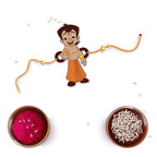Indianvibez Chota Bheem Wooden Rakhi with Rudraksha, Cartoon Rakhi for Bro, Shop India - Kids Rakhi | Grocsy