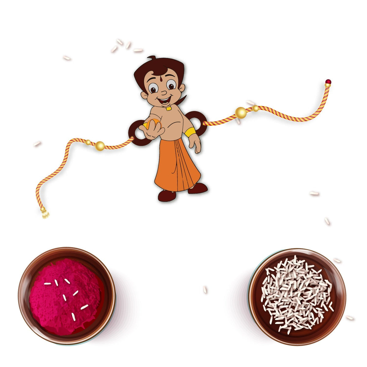 Indianvibez Chota Bheem Wooden Rakhi with Rudraksha, Cartoon Rakhi for Bro, Shop India - Kids Rakhi | Grocsy