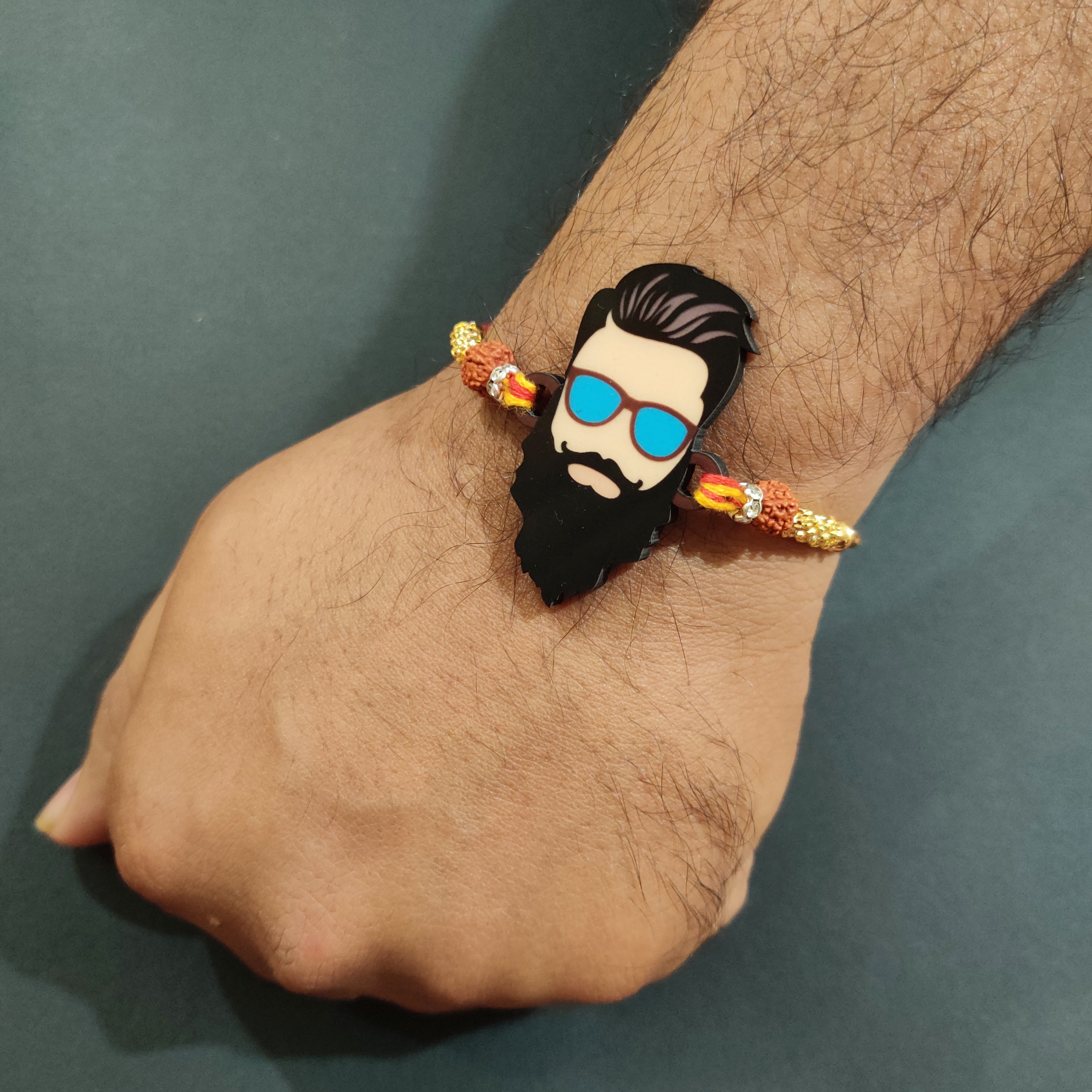 Indianvibez Dashing Bhai Wooden Rakhi with Rudraksha, Stylish Rakhi for Brother, Shop India - Kids Rakhi | Grocsy