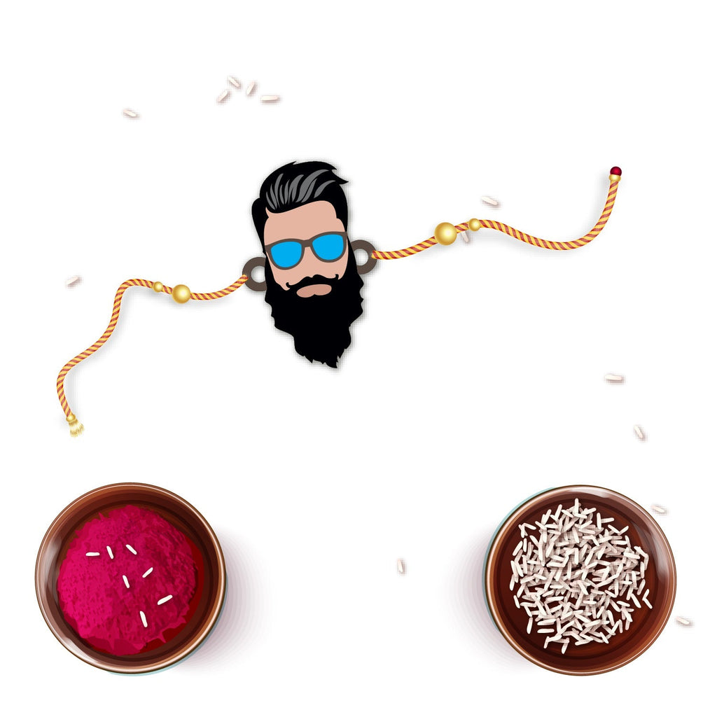 Indianvibez Dashing Bhai Wooden Rakhi with Rudraksha, Stylish Rakhi for Brother, Shop India - Kids Rakhi | Grocsy