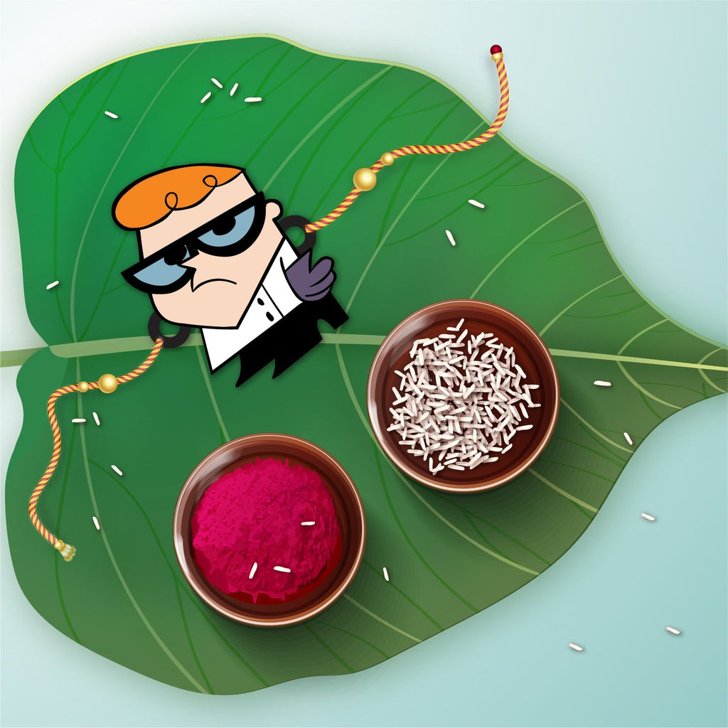 Indianvibez Dexter Wooden Rakhi with Rudraksha, Cartoon Rakhi for Bro, Shop India - Kids Rakhi | Grocsy