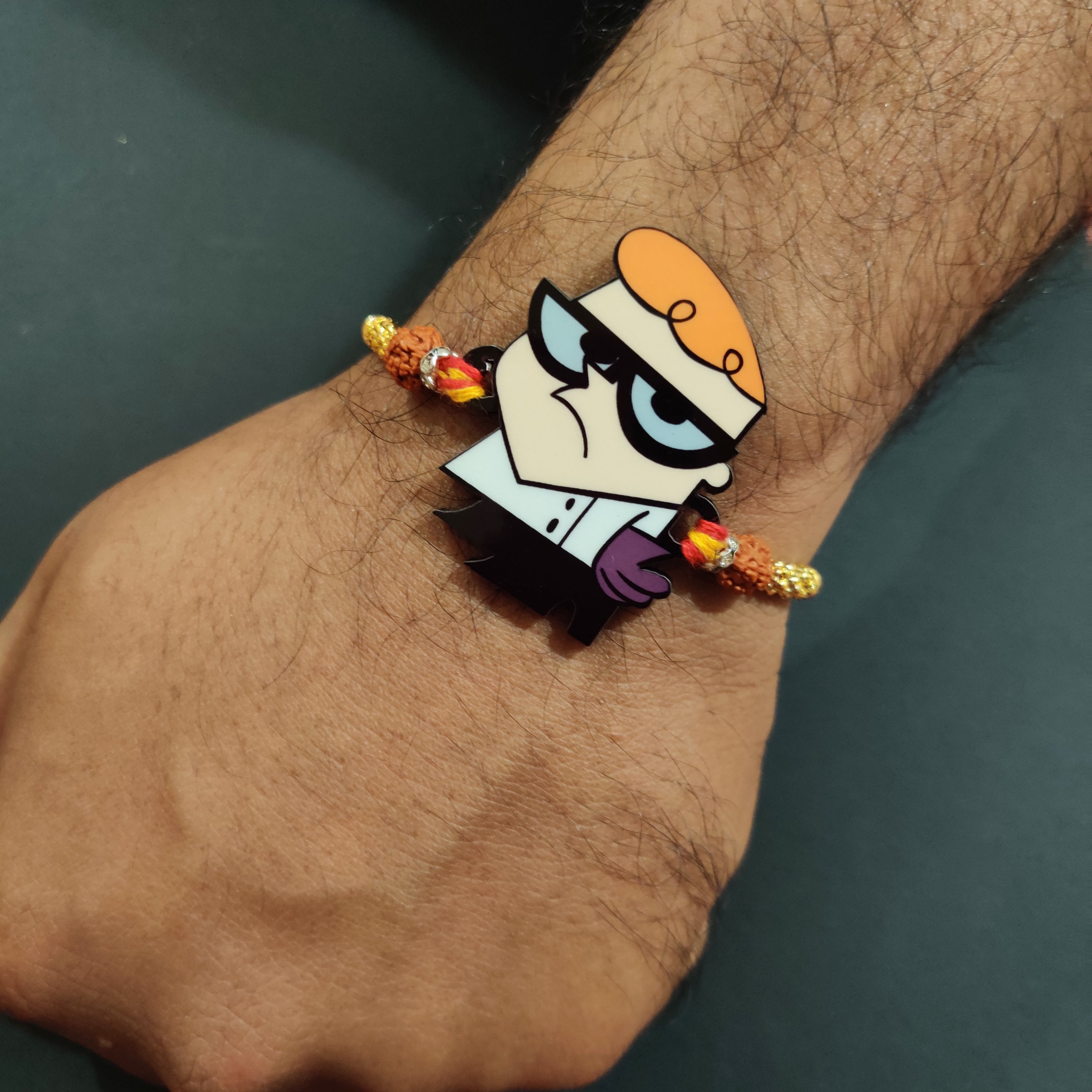 Indianvibez Dexter Wooden Rakhi with Rudraksha, Cartoon Rakhi for Bro, Shop India - Kids Rakhi | Grocsy