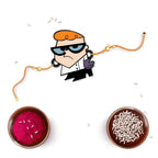Indianvibez Dexter Wooden Rakhi with Rudraksha, Cartoon Rakhi for Bro, Shop India - Kids Rakhi | Grocsy