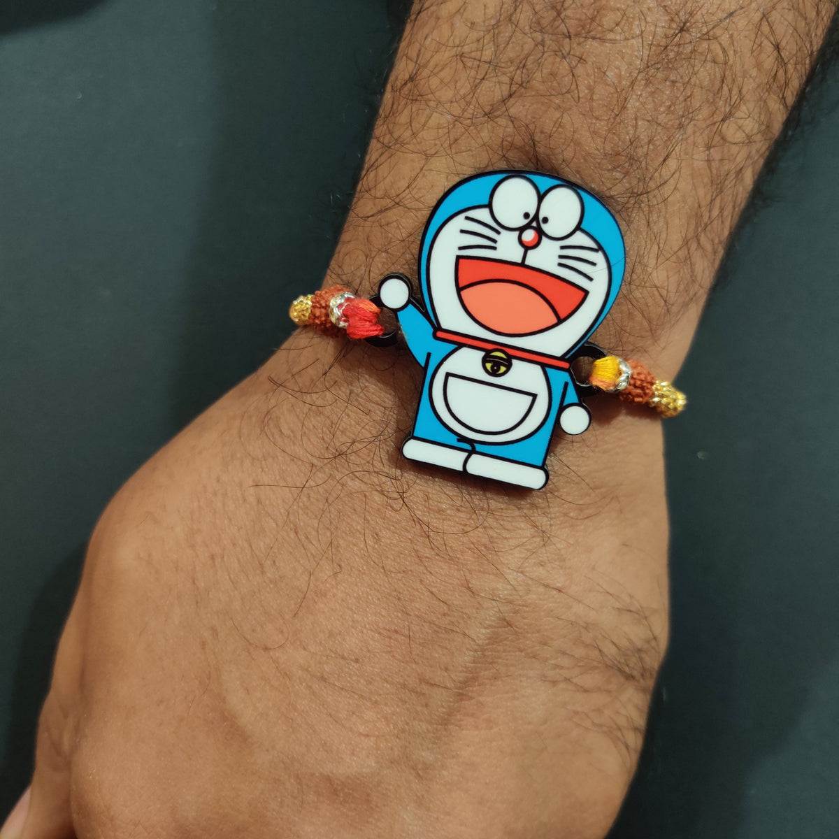 Indianvibez Doraemon Wooden Rakhi with Rudraksha, Cartoon Rakhi for Bro, Shop India - Kids Rakhi | Grocsy