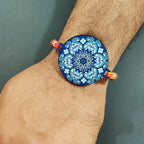 Indianvibez Ethnic Mandala Wooden Rakhi with Rudraksha, Divine Rakhi for Brother| - Kids Rakhi | Grocsy
