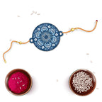 Indianvibez Ethnic Mandala Wooden Rakhi with Rudraksha, Divine Rakhi for Brother| - Kids Rakhi | Grocsy