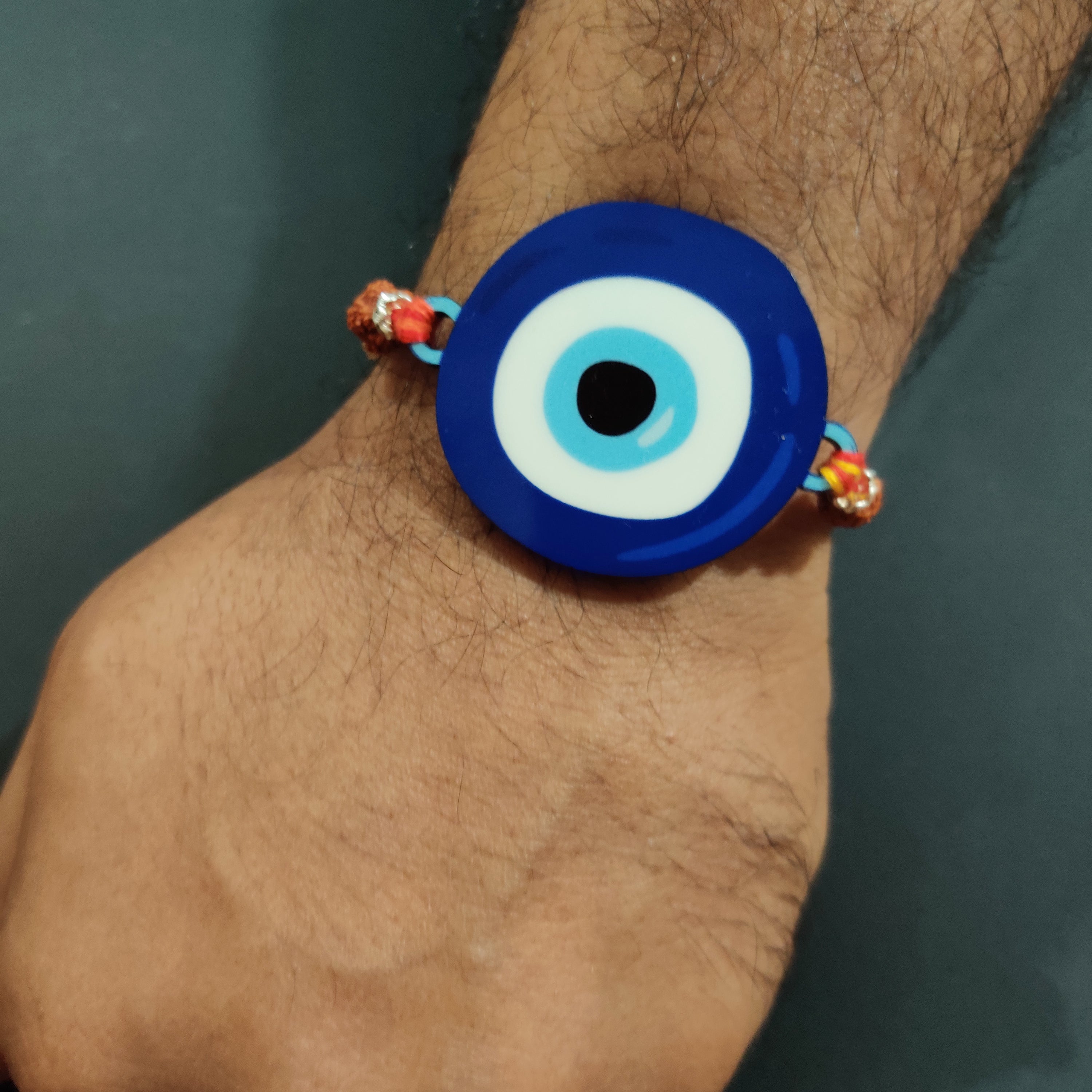 Indianvibez Evil Eye Rakhi with Rudraksha Thread, Rakhi for Brother - Kids Rakhi | Grocsy