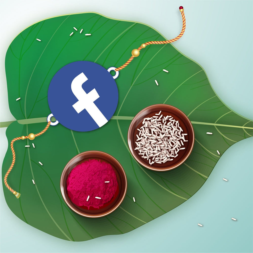 Indianvibez Facebook Wooden Rakhi with Rudraksha, Social Media Rakhi for Bro, Shop India - Kids Rakhi | Grocsy