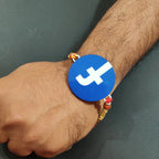 Indianvibez Facebook Wooden Rakhi with Rudraksha, Social Media Rakhi for Bro, Shop India - Kids Rakhi | Grocsy