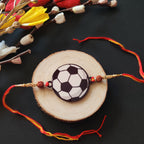 Indianvibez Football Wooden Rakhi with Rudraksha, Soccer Rakhi for Bro, Shop India - Kids Rakhi | Grocsy