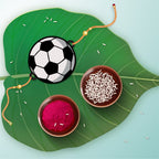 Indianvibez Football Wooden Rakhi with Rudraksha, Soccer Rakhi for Bro, Shop India - Kids Rakhi | Grocsy