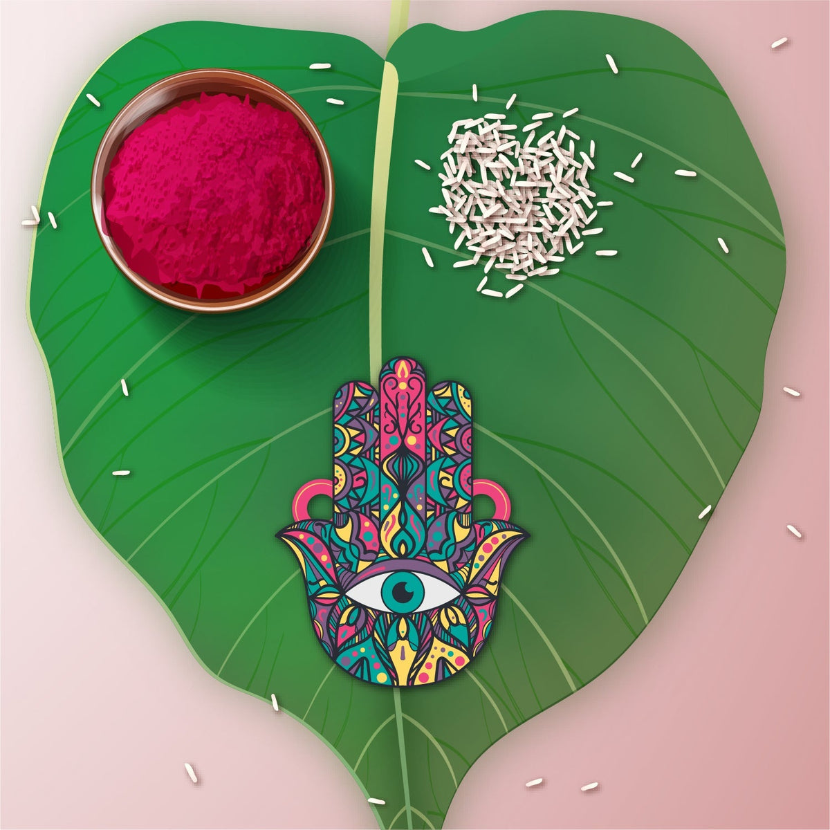 Indianvibez Protective Hamsa Rakhi, Wooden Rakhi with Rudraksha Thread - Kids Rakhi | Grocsy