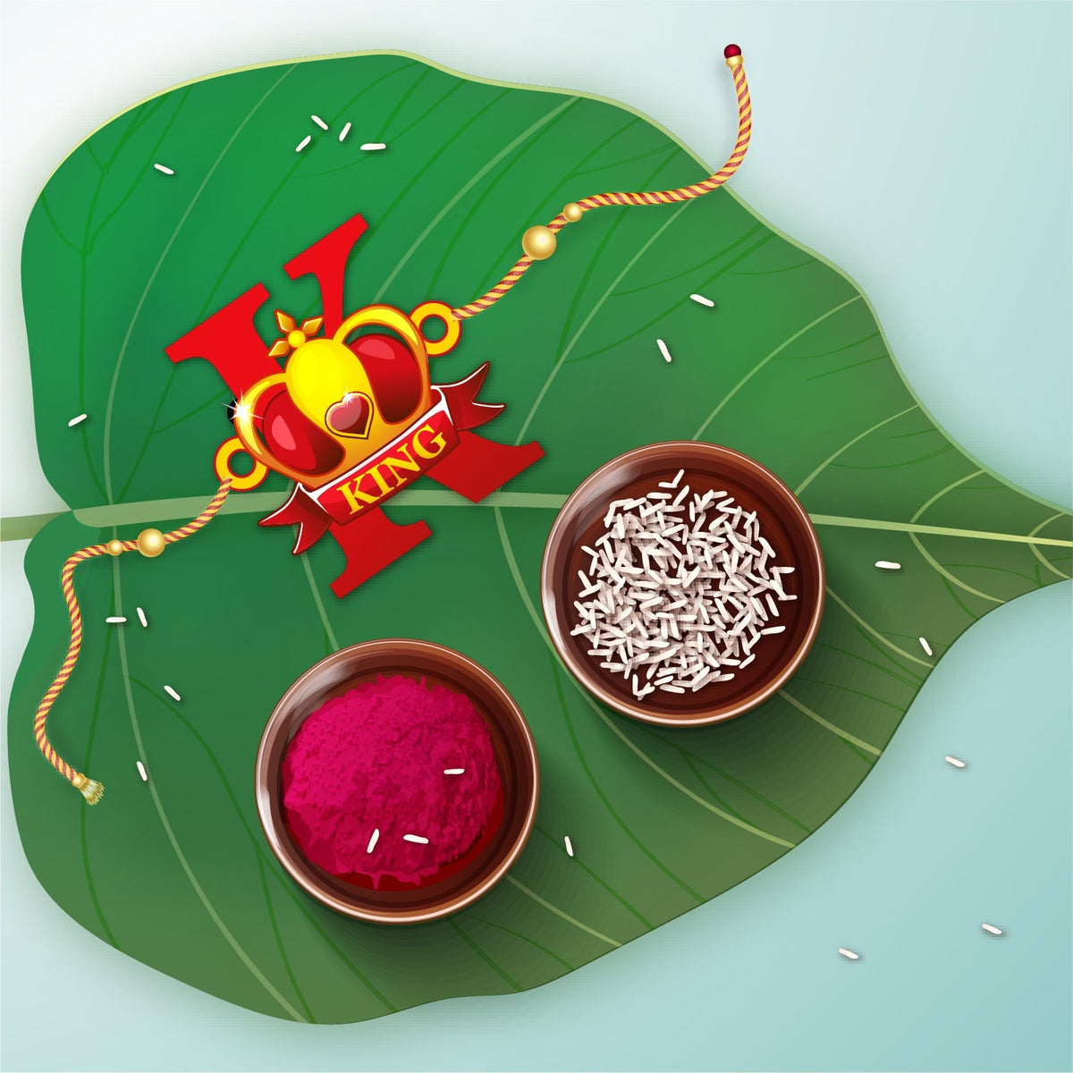 Indianvibez Royal King Bhai Wooden Rakhi, Rudraksha Rakhi for Brother - Kids Rakhi | Grocsy