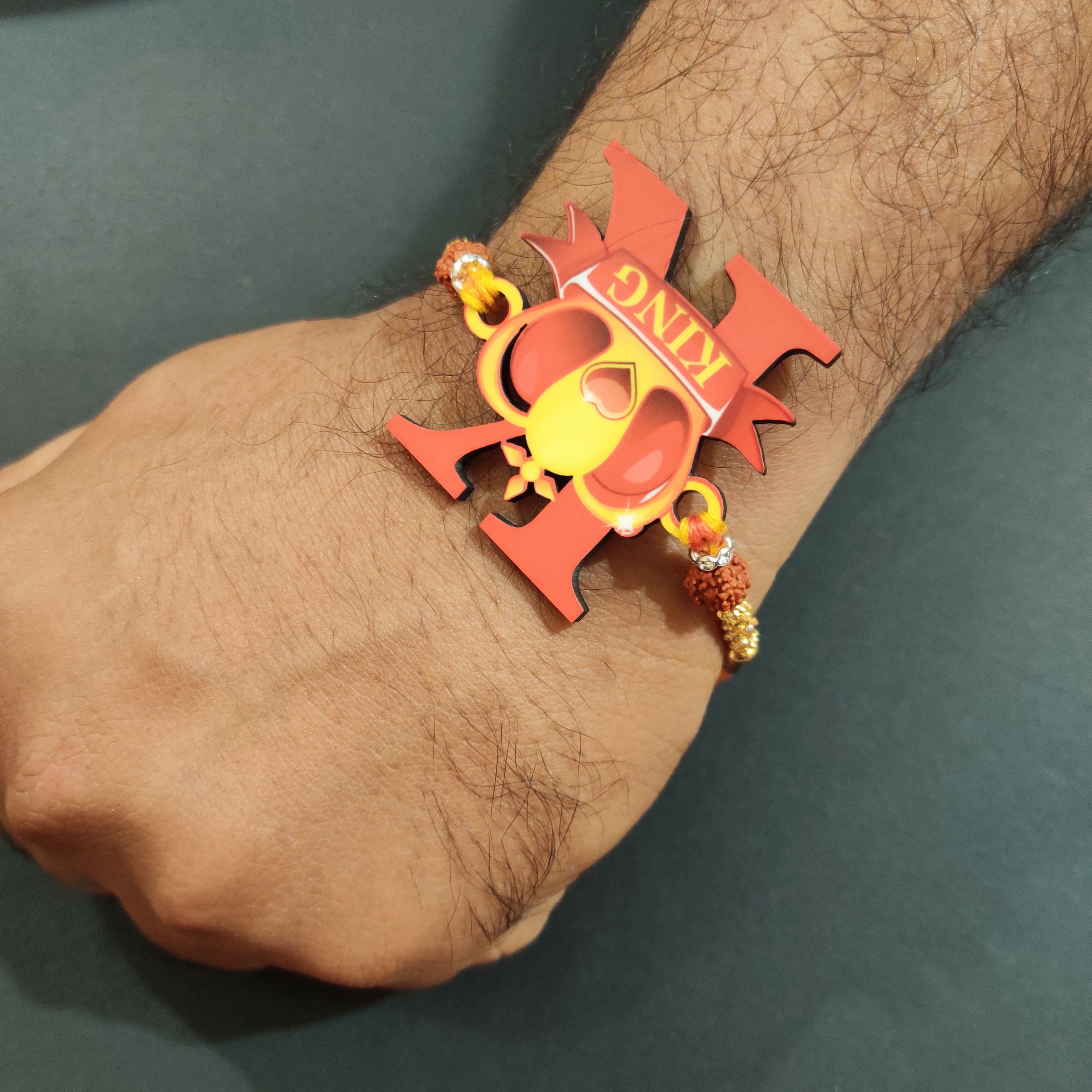 Indianvibez Royal King Bhai Wooden Rakhi, Rudraksha Rakhi for Brother - Kids Rakhi | Grocsy